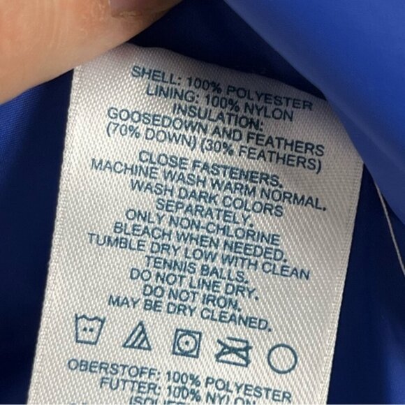 Lands End Women’s Blue Goose-down feathers Puffer Vest Size Medium Snap Closure - Picture 7 of 10